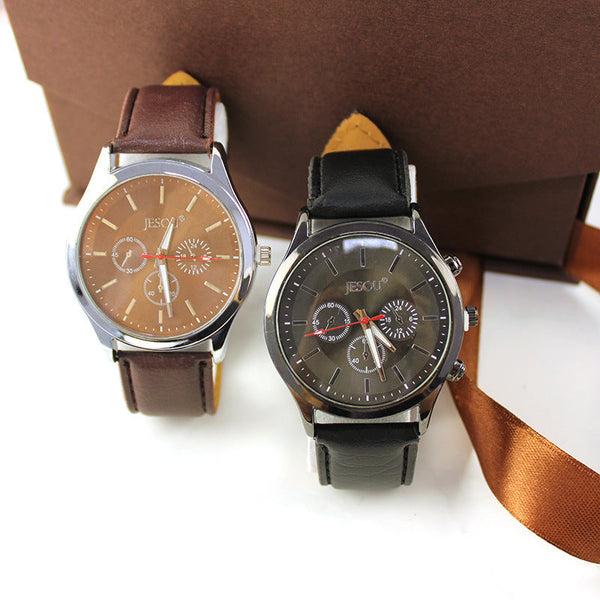 Men's Creative Packed Gift Box Watches Set Quartz Wrist Watch Belt Wallet Cufflinks Pen Suit Mens